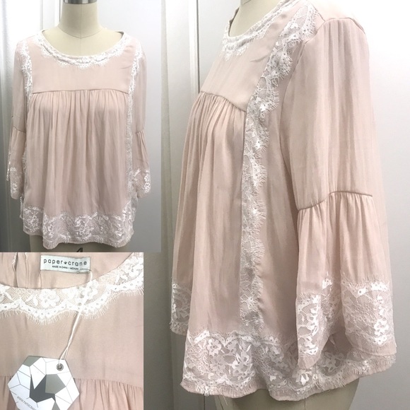 Anthropologie Tops - NWT ANTHROPOLOGIE Paper Crane soft pink blouse